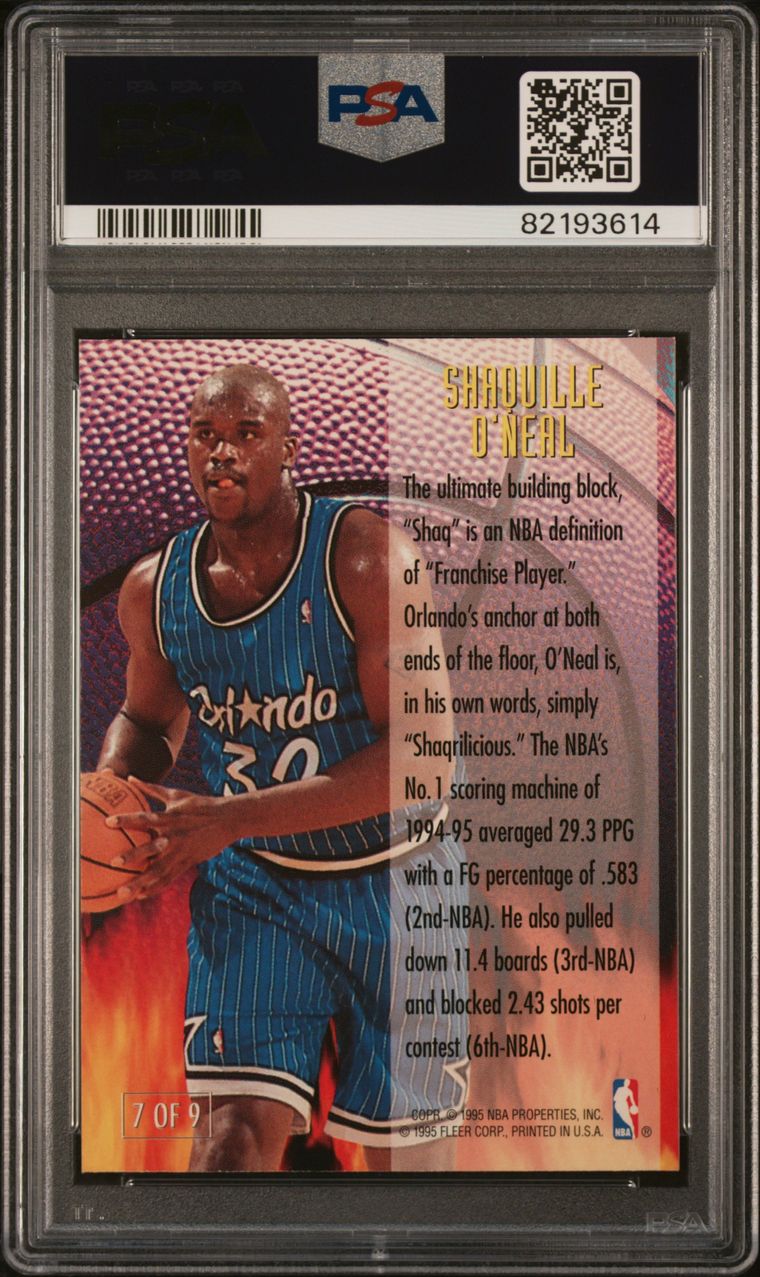 1995 Fleer #7 Shaquille O'Neal Franchise Futures PSA 8 Near Mint