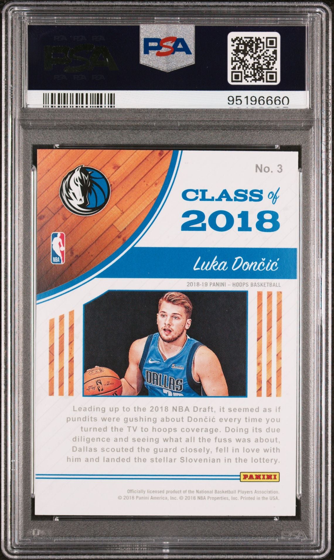 2018 Panini Hoops #3 Luka Doncic Rookie Card Class of 2018 PSA10 Gem Mint