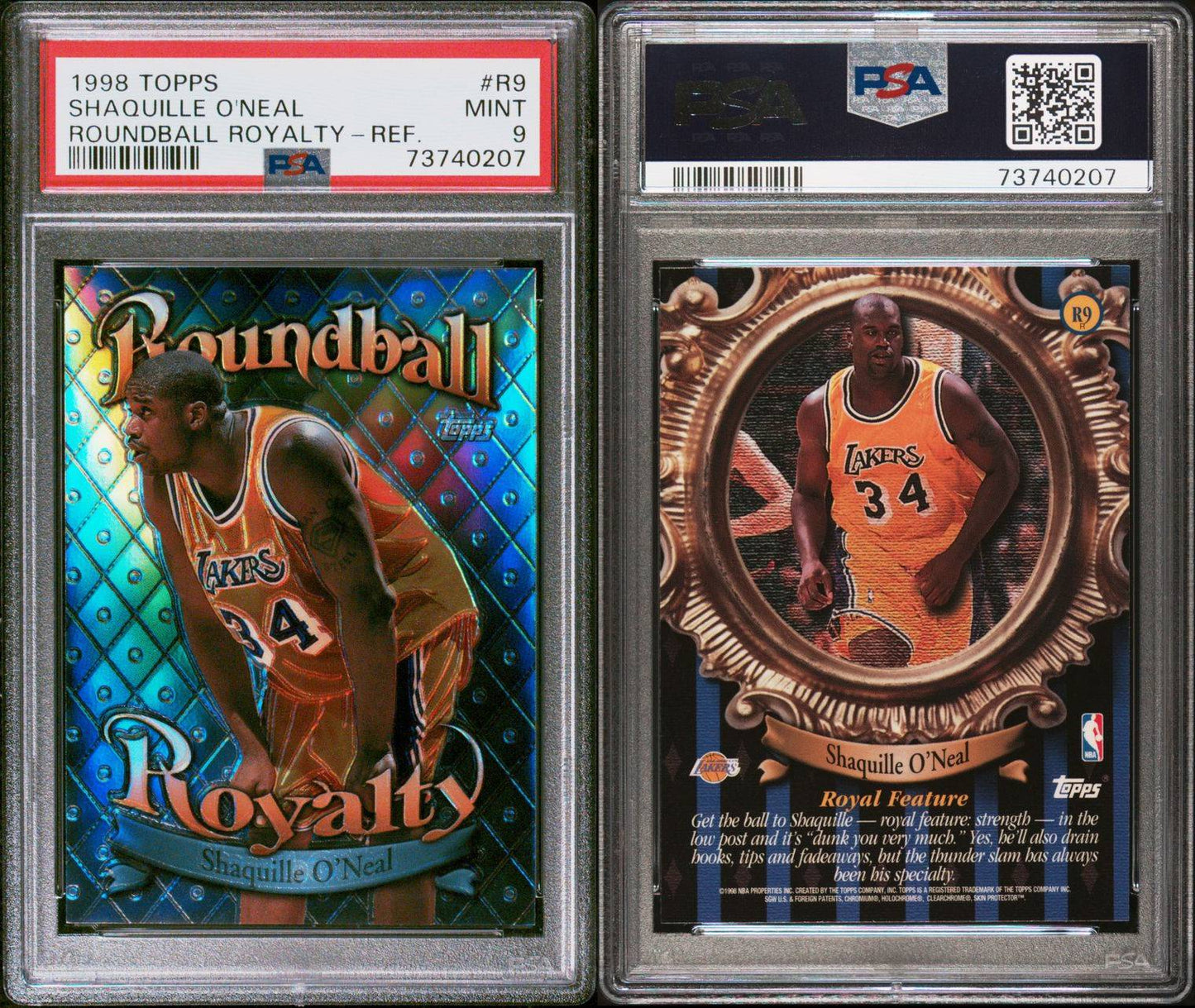 Shaquille O'neal 1998 Topps  Round Ball Royalty Refractor PSA 9 Mint