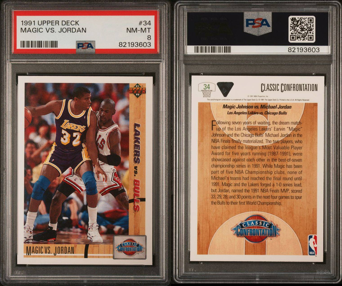 1991 Upper Deck #34 Magic vs Jordan PSA 8 Near Mint