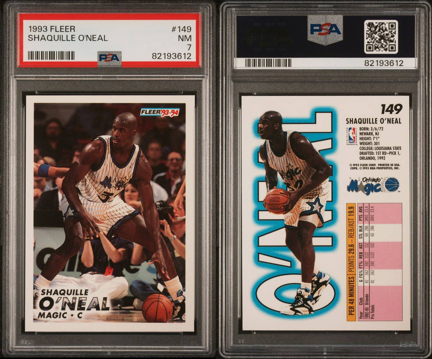 1993 Fleer #149 Shaquille O'Neal PSA 7