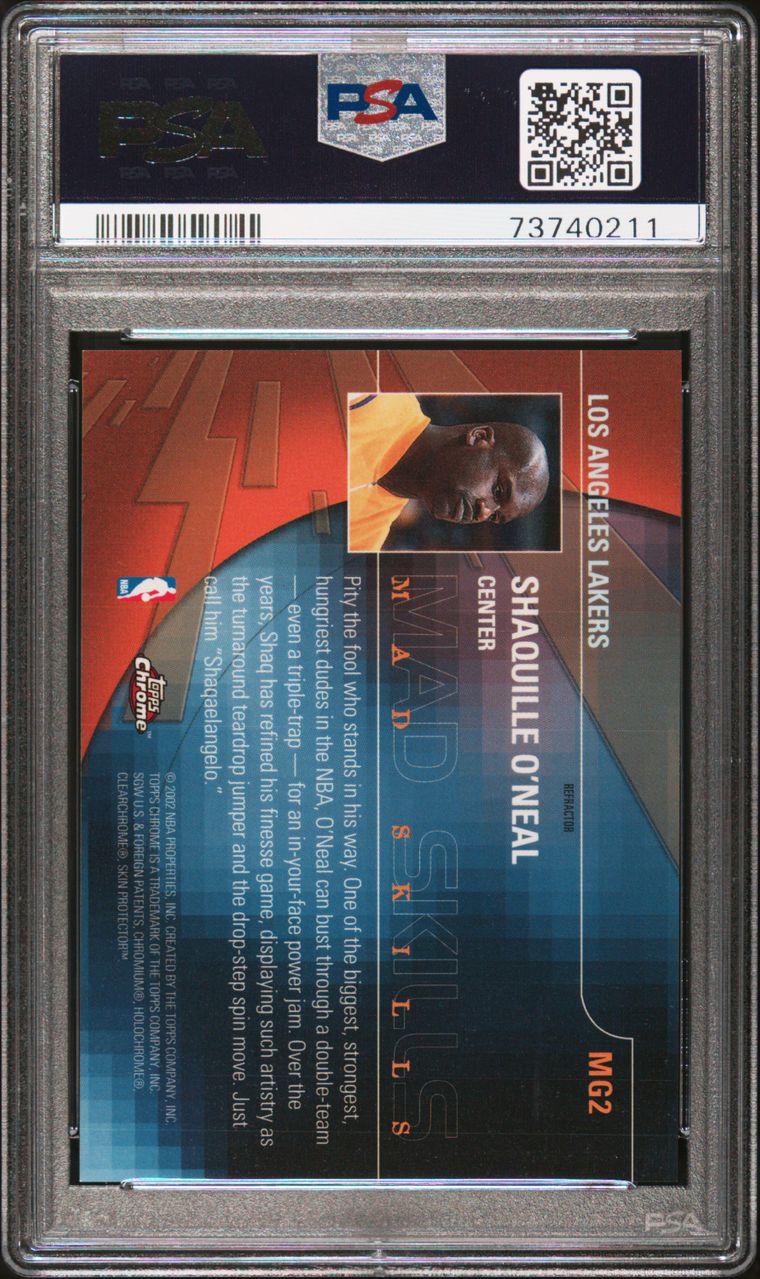 Shaquille O'neal 2001 Topps Chrome Mad Game Refractor PSA 9 Mint