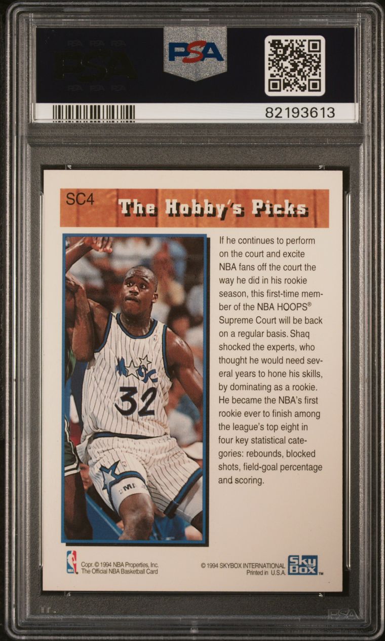 1993 Hoops #SC4 Shaquille O'Neal Supreme Court PSA 8 Near Mint