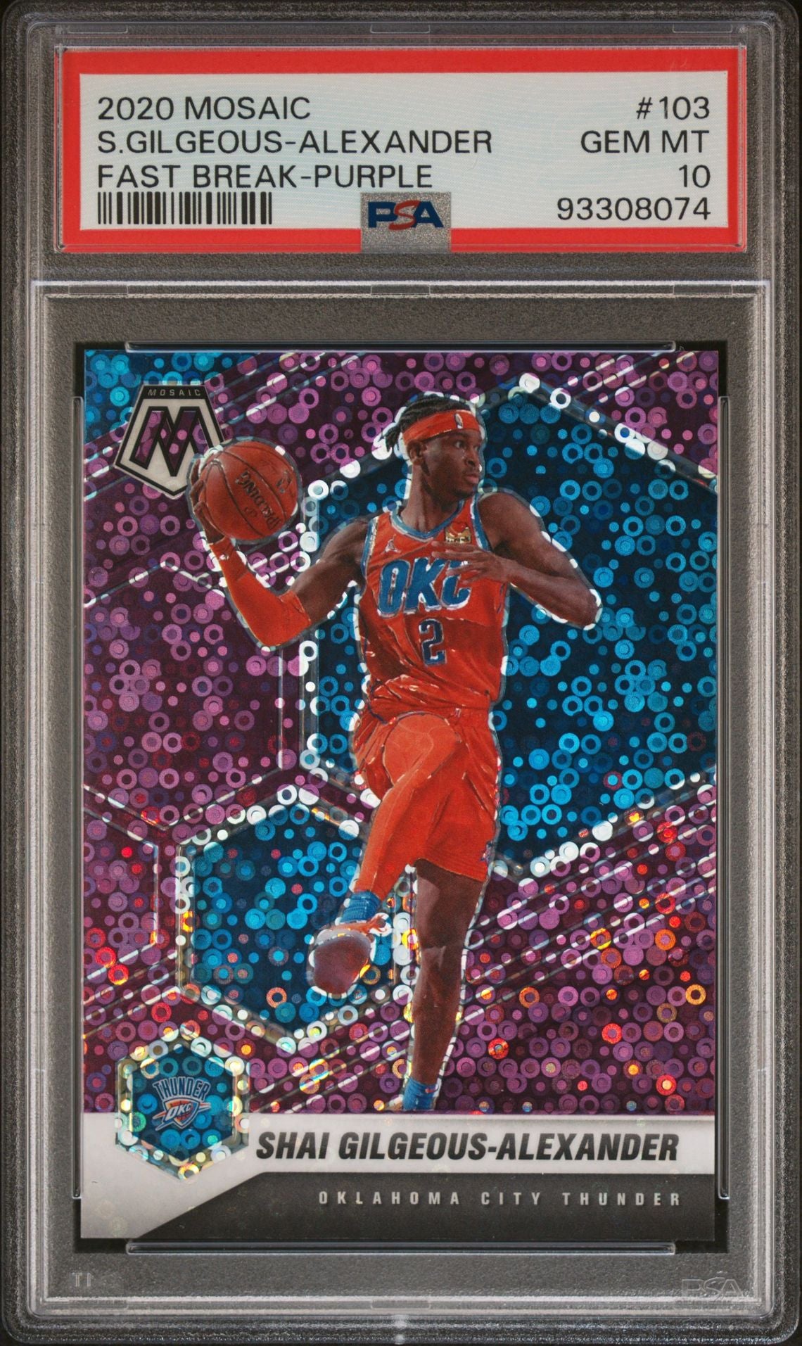 2020-21 Panini Mosaic #103 Shai Gilgeous-Alexander Fastbreak Prizm 16/50 PSA10 Gem Mint