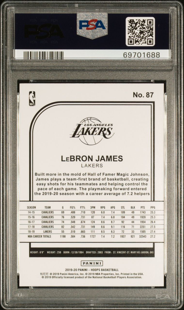 LeBron James Panini Hoops Silver PSA 10 Gem Mint 166/199