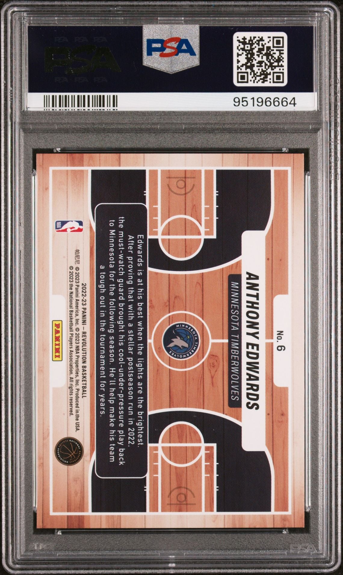 2022-23 Panini Revolution #6 Anthony Edwards Prime Time Performers SSP Case Hit PSA10 Gem Mint