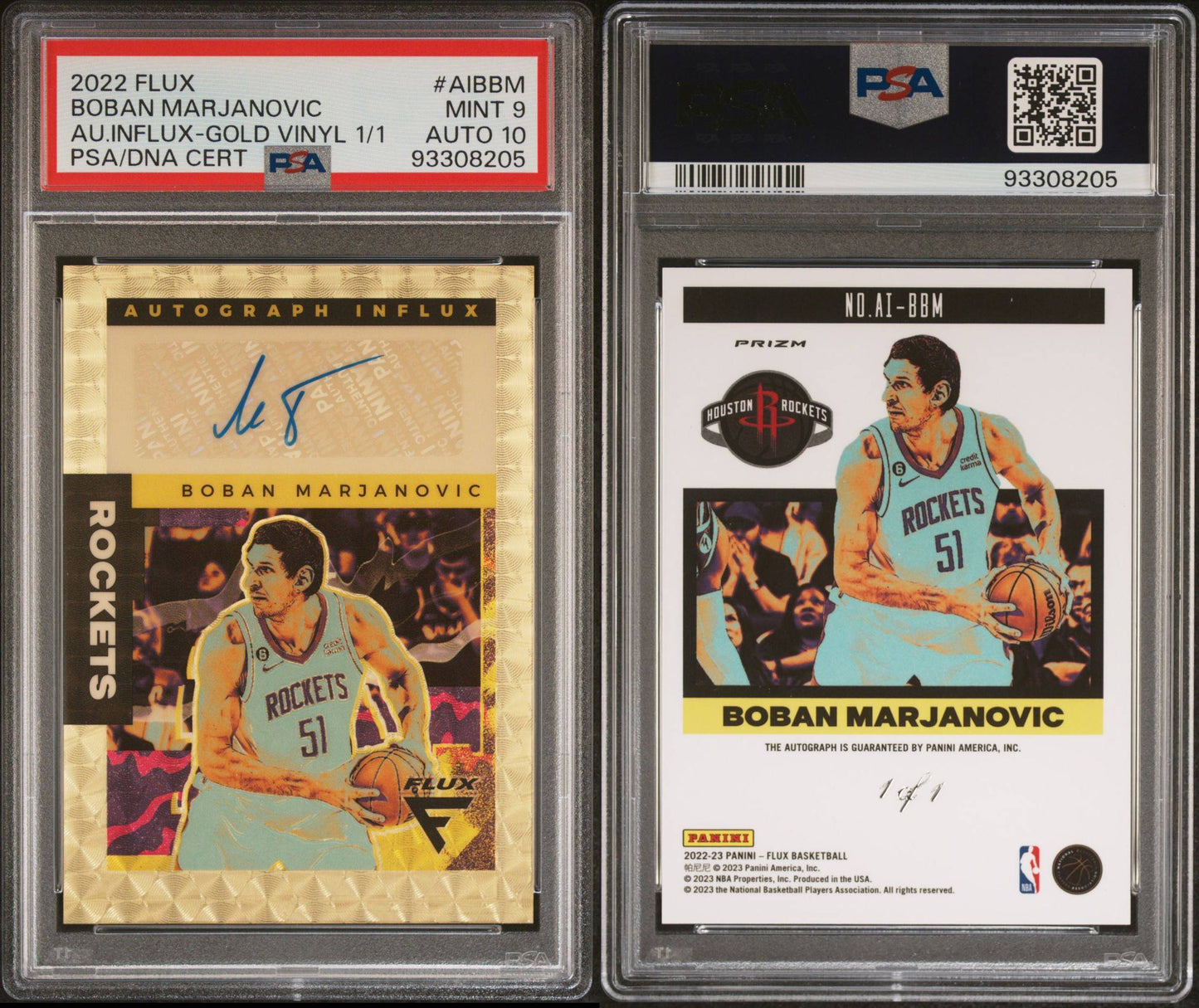 2022-23 Flux #AI-BBM Boban Marjanovic Autograph Influx Gold Vinyl 1 of 1 PSA10 Auto