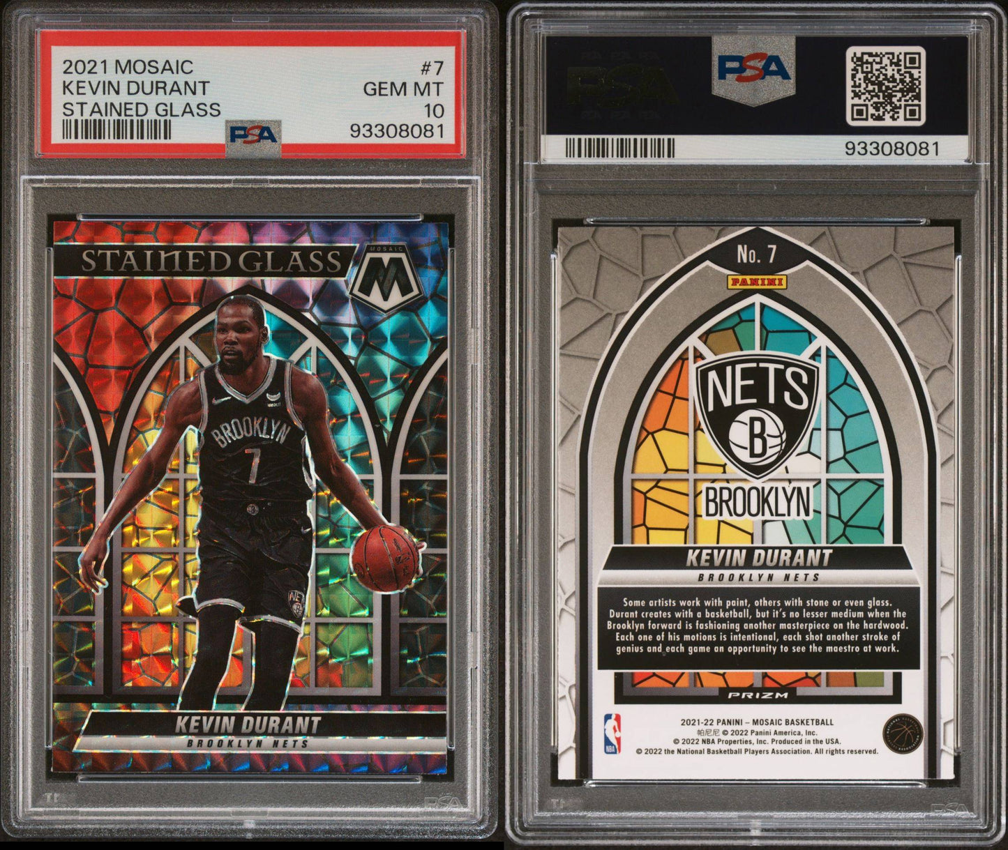 2021-22 Panini Mosaic #7 Kevin Durant Stained Glass Case Hit SP PSA10 Gem Mint