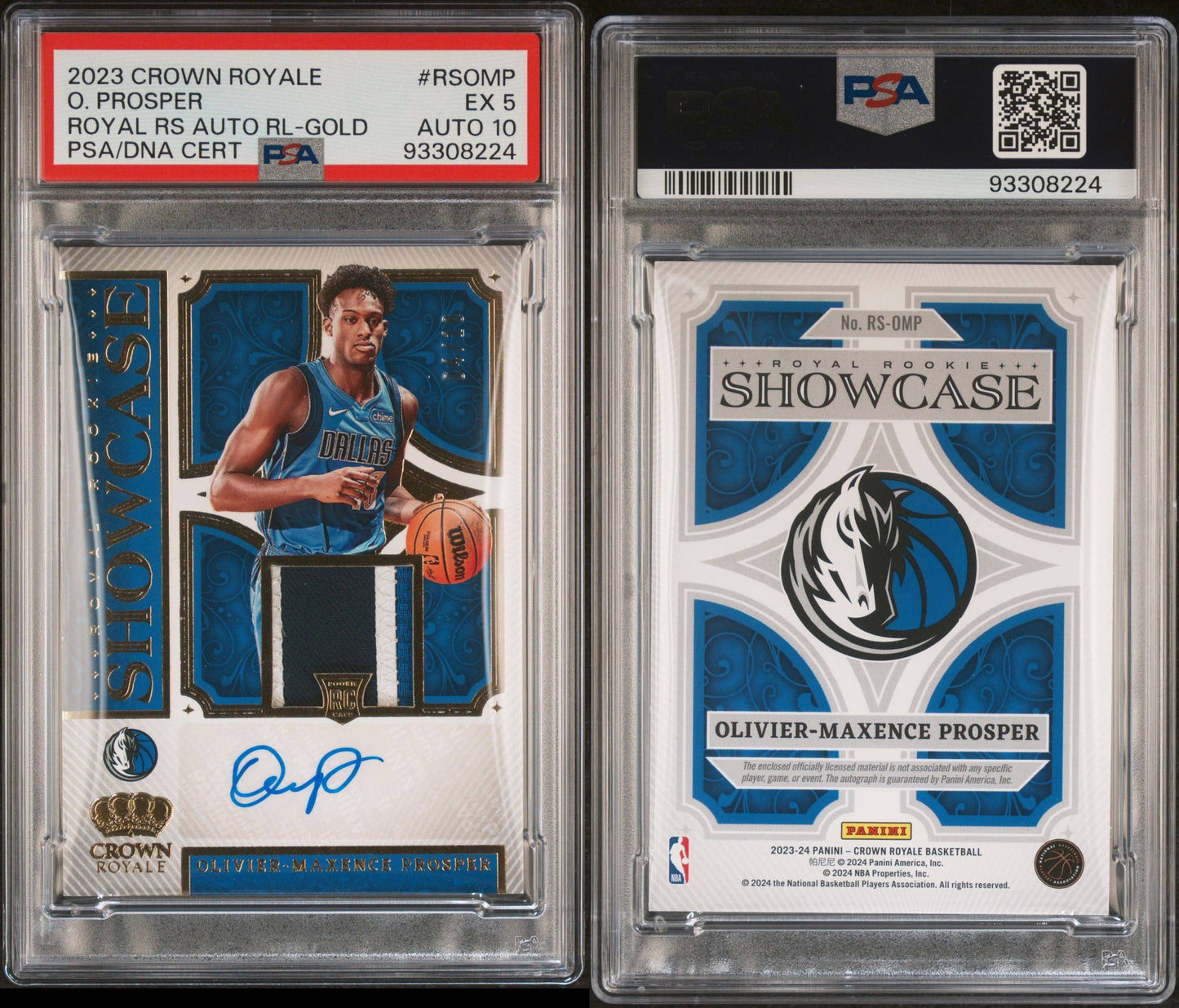 2023-24 Panini Crown Royale #RS-OMP Oliver-Maxence Prosper Royal Rookie Showcase Autograph Gold 04/10 PSA10 Auto