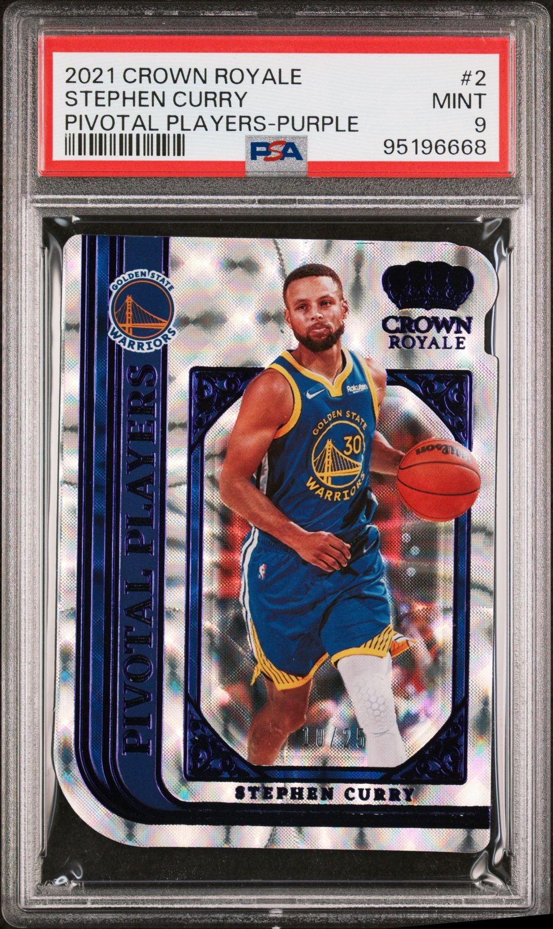 2021-22 Panini Crown Royale #2 Stephen Curry Pivotal Players Die Cut Purple 10/25 PSA9 Mint