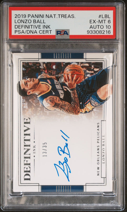 2019-20 National Treasures #DL-LBL Lonzo Ball Definitive Ink On Card Autograph 13/35 PSA10 Auto