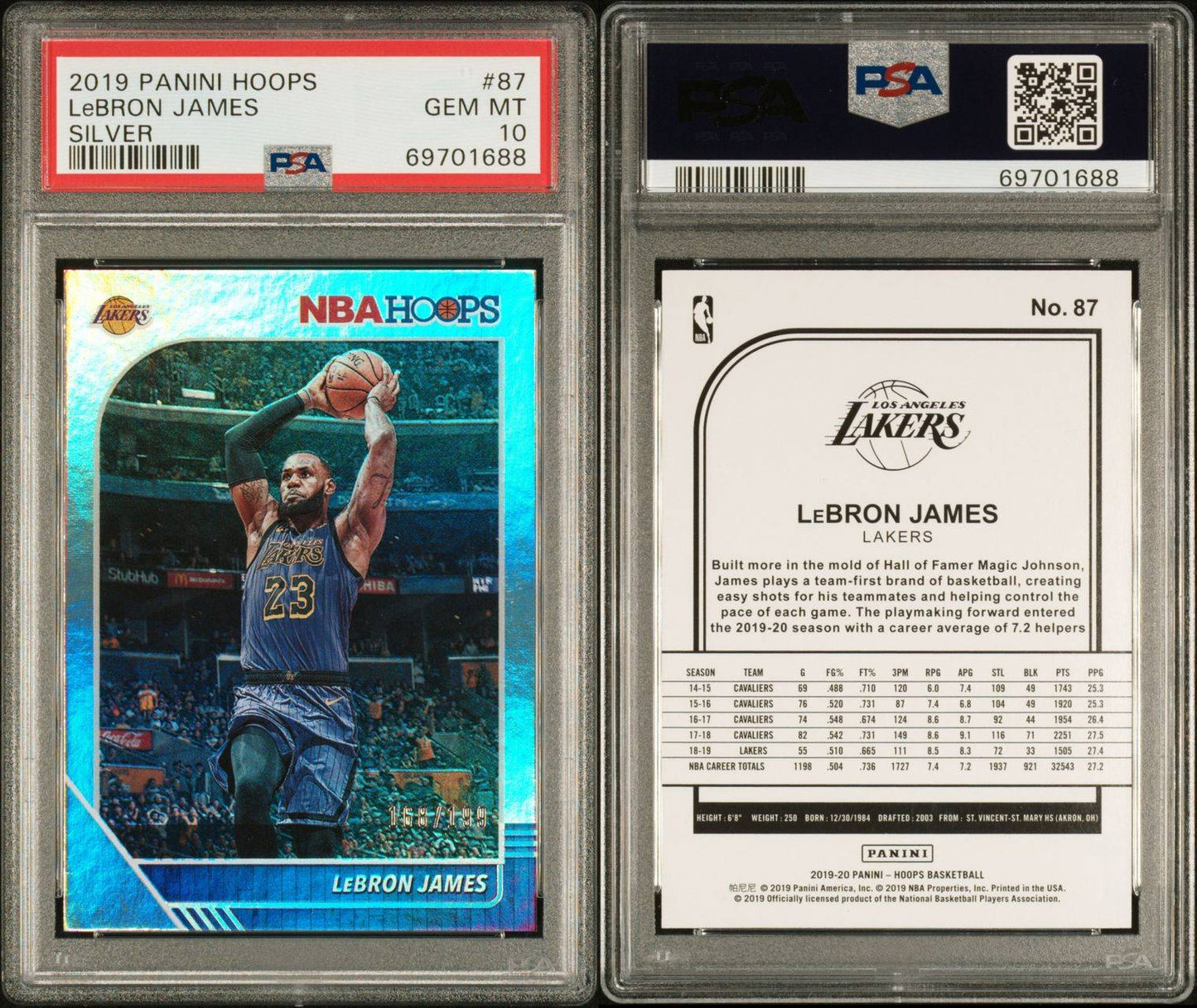 LeBron James Panini Hoops Silver PSA 10 Gem Mint 166/199