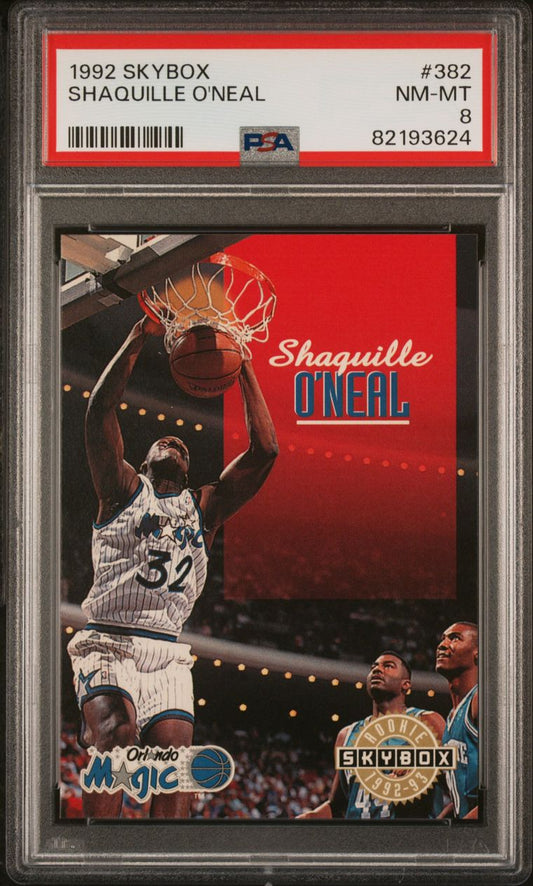 1992 Skybox #382 Shaquille O'Neal Rookie Card PSA 8