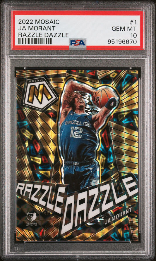 2022-23 Panini Mosaic #1 JA Morant Razzle Dazzle SP PSA10 Gem Mint