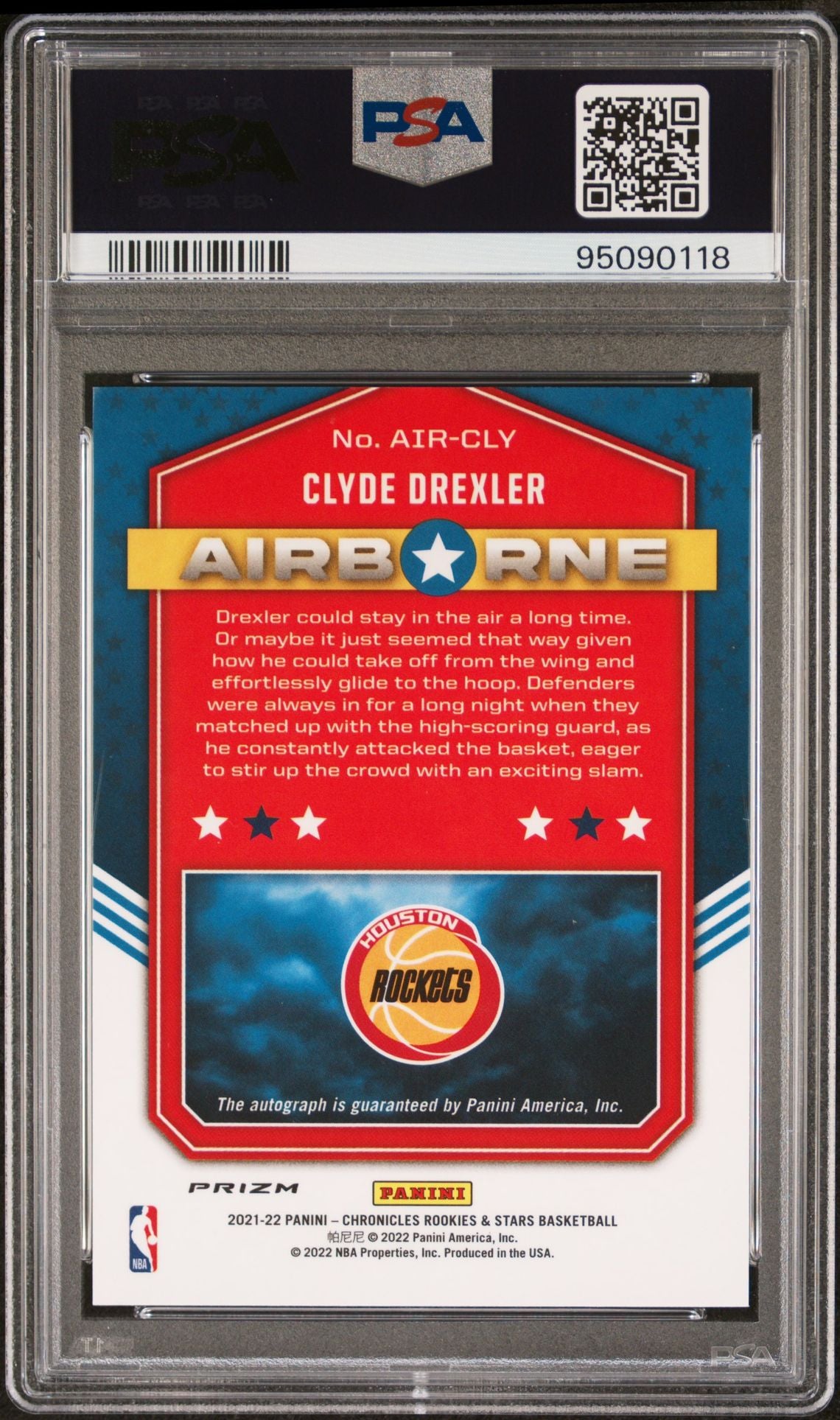 2021-22 Panini Chronicles #AIR-CLY Clyde Drexler Airbourne Signature Red Holo PSA10 Auto