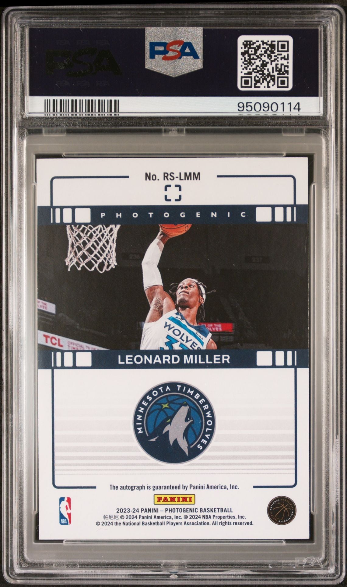 2023-24 Panini Photogenic #RS-LMM Leonard Miller Rookie Card Autograph Diamond 01/75 PSA10 Auto