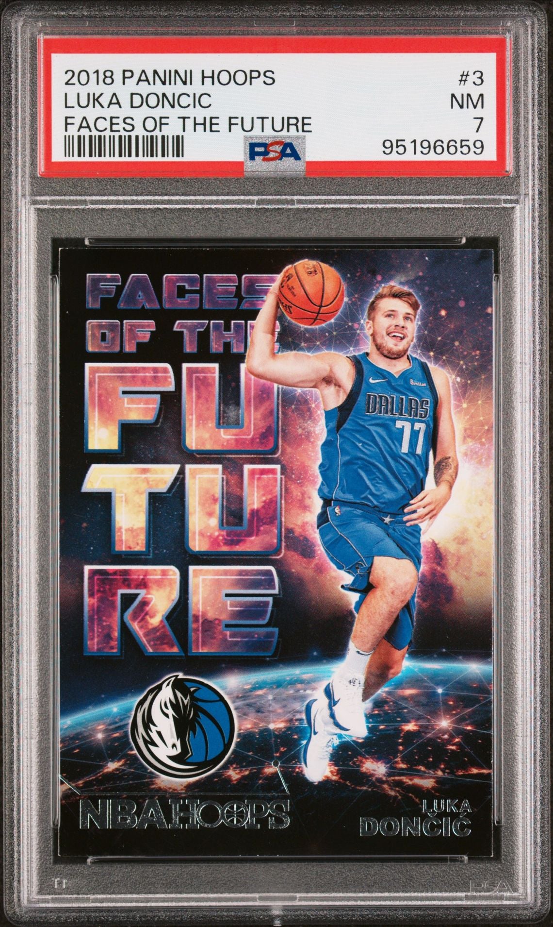 2018 Panini Hoops #3 Luka Doncic Rookie Card Faces Of The Future PSA7 NM