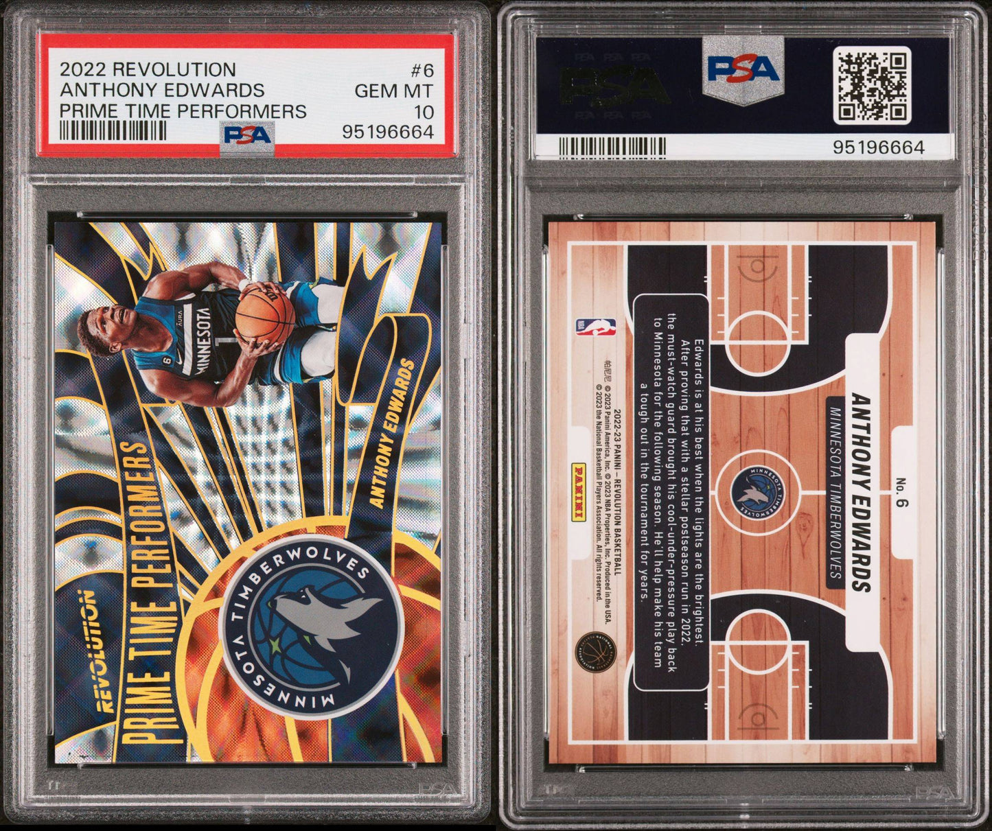 2022-23 Panini Revolution #6 Anthony Edwards Prime Time Performers SSP Case Hit PSA10 Gem Mint