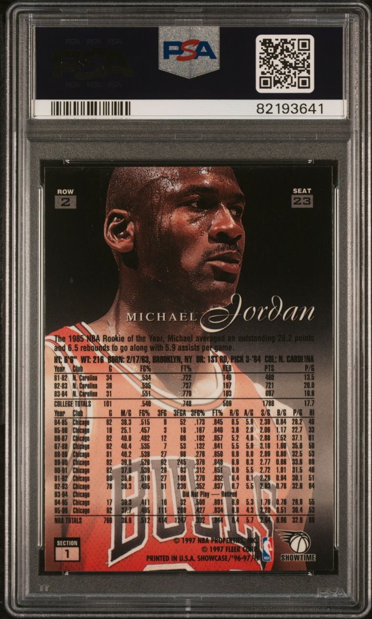 1997 Flair Showcase #23 Michael Jordan Front Row PSA 7 Near Mint