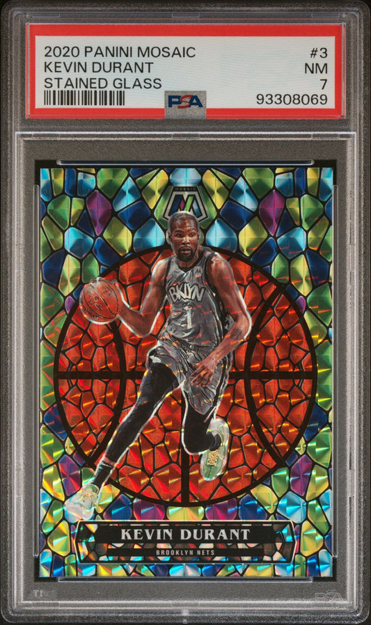 2029-21 Panini Mosaic #3 Kevin Durant Stained Glass Case Hit SP PSA7 Near Mint