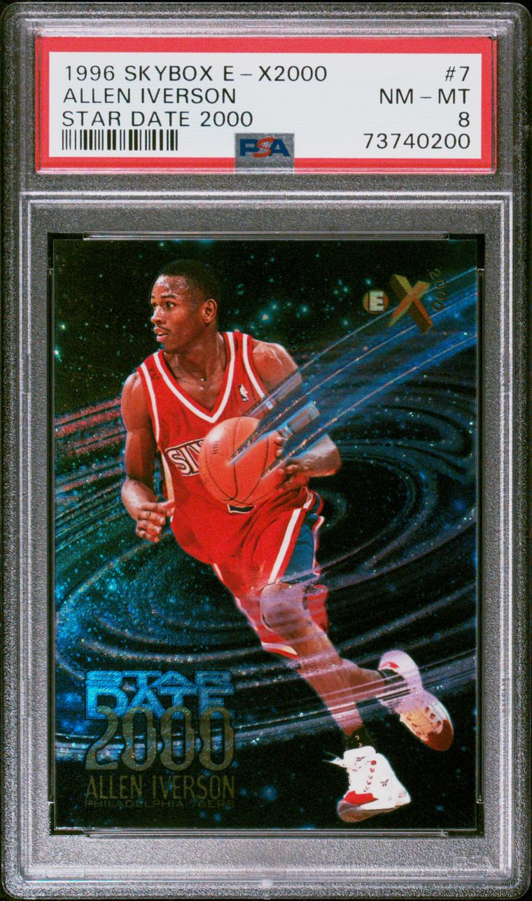 1996 Skybox Star Date 2000 #7 Allen Iverson Rookie Card PSA 8 Near Mint