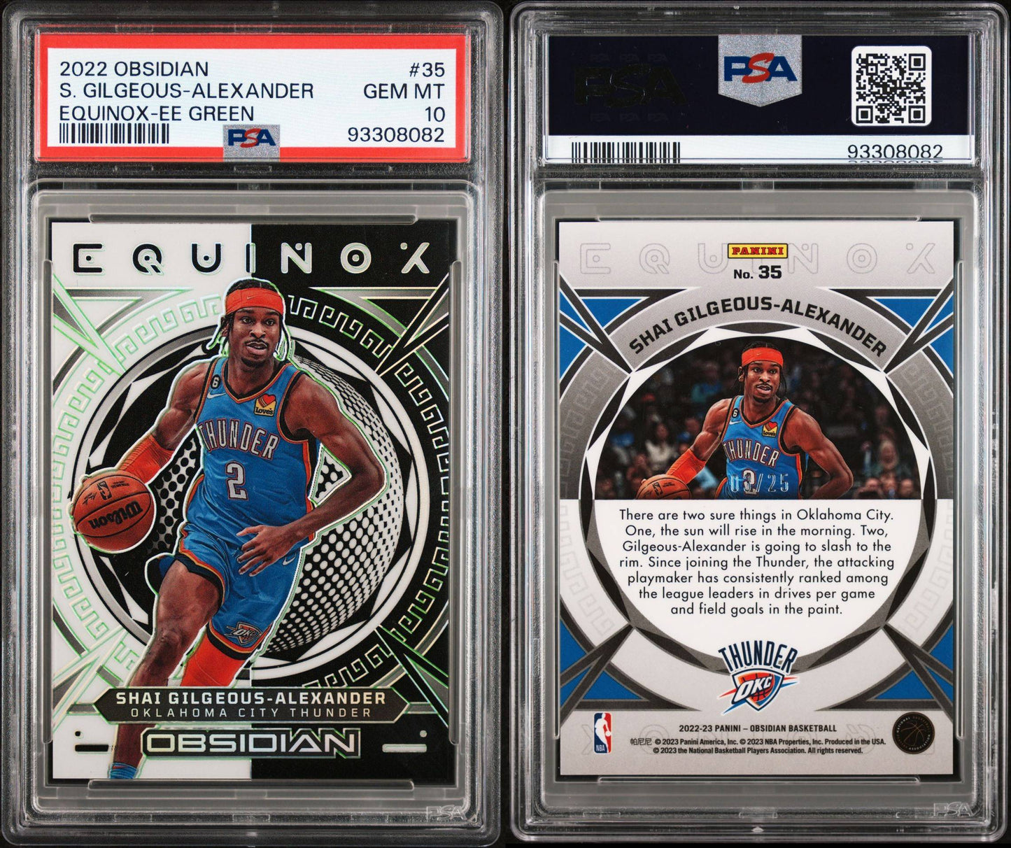 2022-23 Panini Obsidian #35 Shai Gilgeous-Alexander Equinox Green Etch 03/25 PSA10 Gem Mint