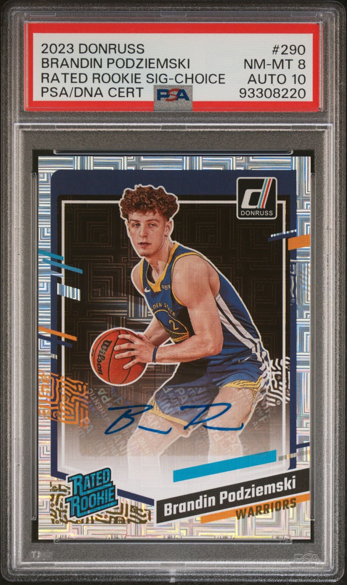 2023-24 Panini Donruss Choice #290 Brandin Podziemski Rookie Card Rated Rookie Autograph PSA10 Auto