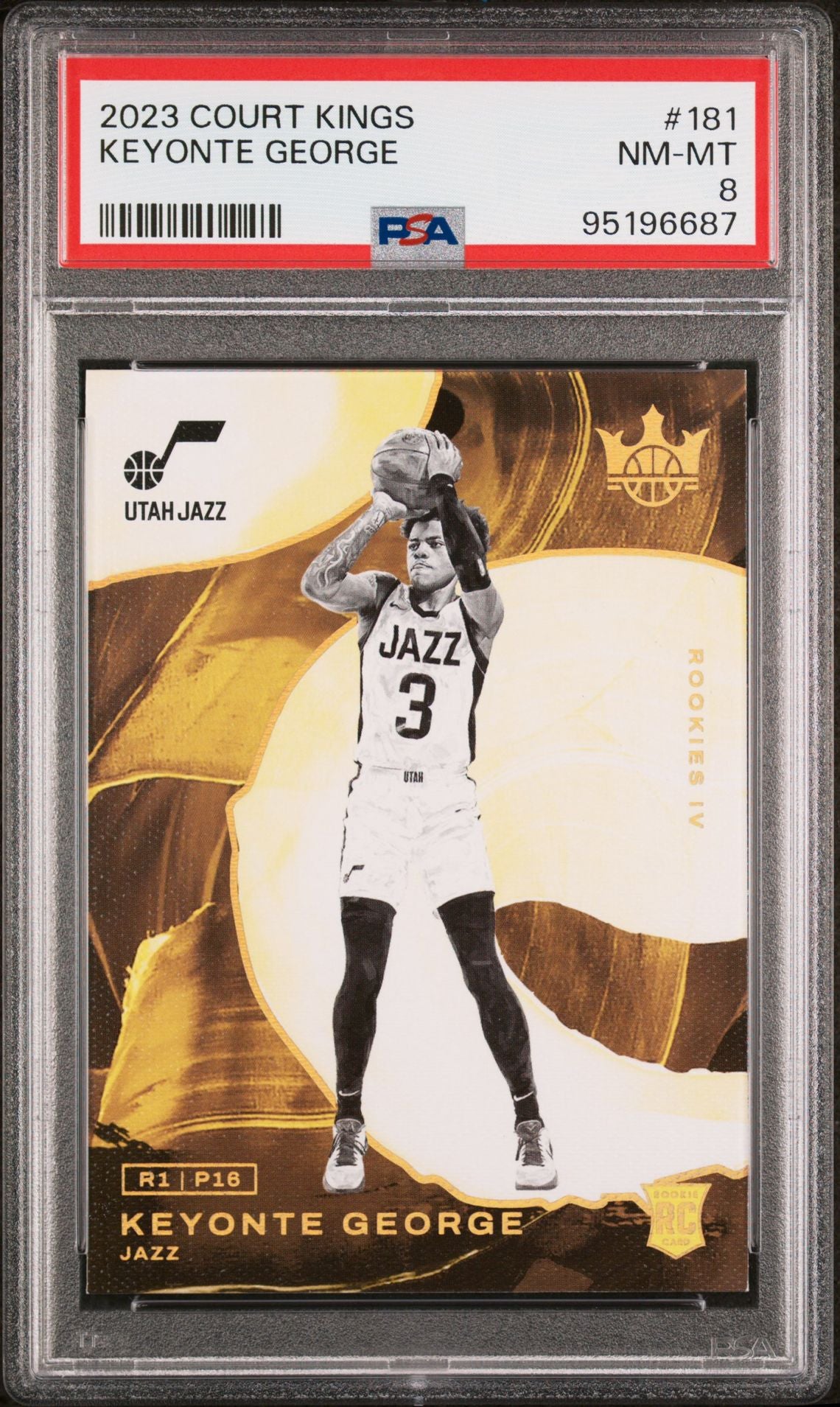 2023-24 Panini Court Kings #181 Keyonte George Rookie Card Rookies IV PSA8 NM-MT