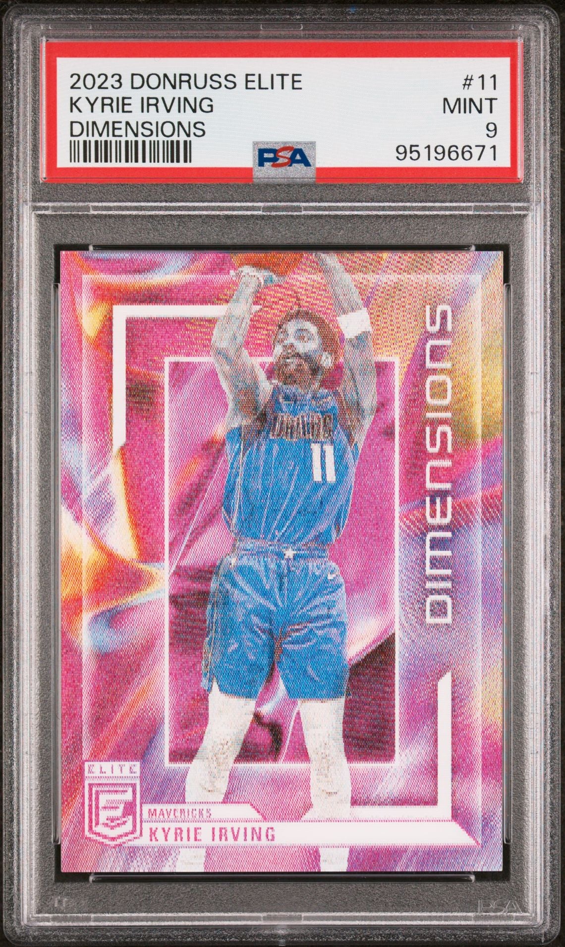 2023-24 Panini Donruss Elite #11 Kyrie Irving Dimensions Case Hit SSP PSA9 Mint