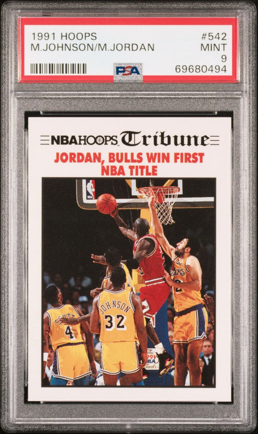 Michael Jordan/Magic Johnson Hoops Tribune PSA 9 Mint