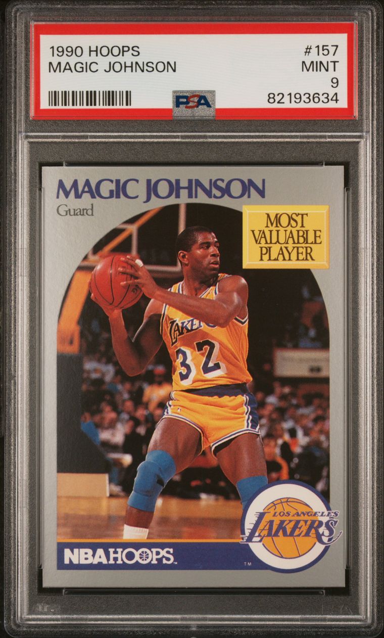 1990 Hoops #157 Magic Johnson MVP PSA 9 Mint