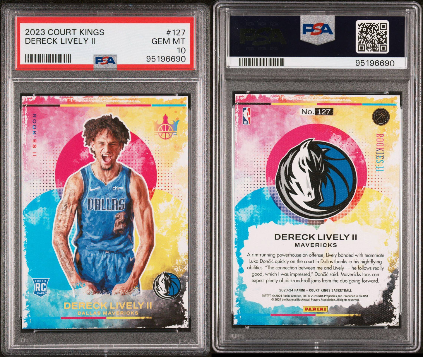 2023-24 Panini Court Kings #127 Dereck Lively II Rookie Card Rookies II PSA10 Gem Mint