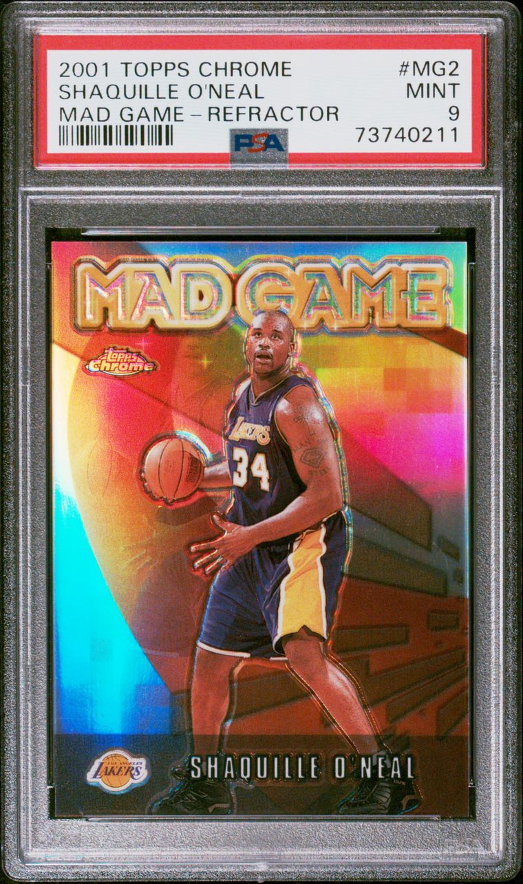 Shaquille O'neal 2001 Topps Chrome Mad Game Refractor PSA 9 Mint