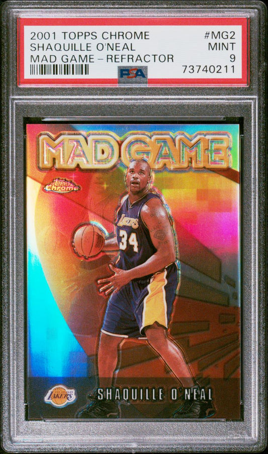 Shaquille O'neal 2001 Topps Chrome Mad Game Refractor PSA 9 Mint