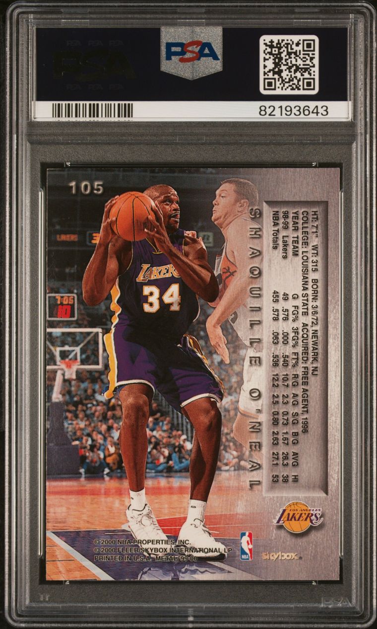 1999 Metal #105 Shaquille O'Neal PSA 8 Mint