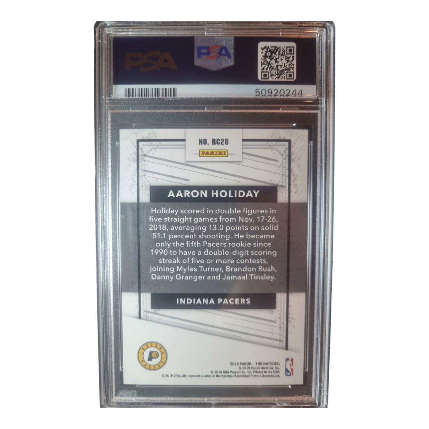 2019 Panini The National Rookies Explosion #RC26 Aaron Holiday Rookie Card 14/40 PSA 9 Mint