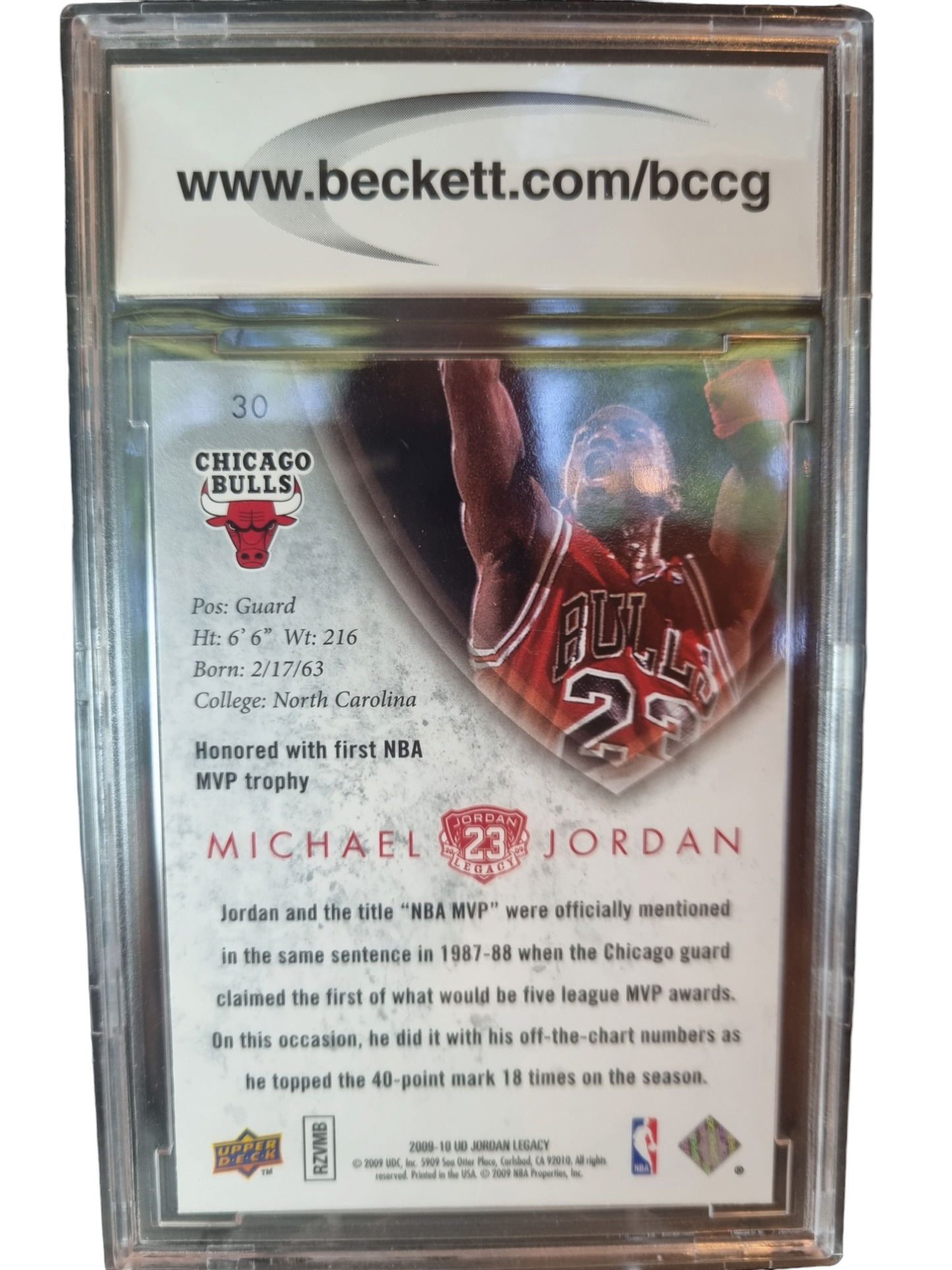 2009 Upper Deck # 30 Michael Jordan Legacy Collection BGS 10 Mint Or Better