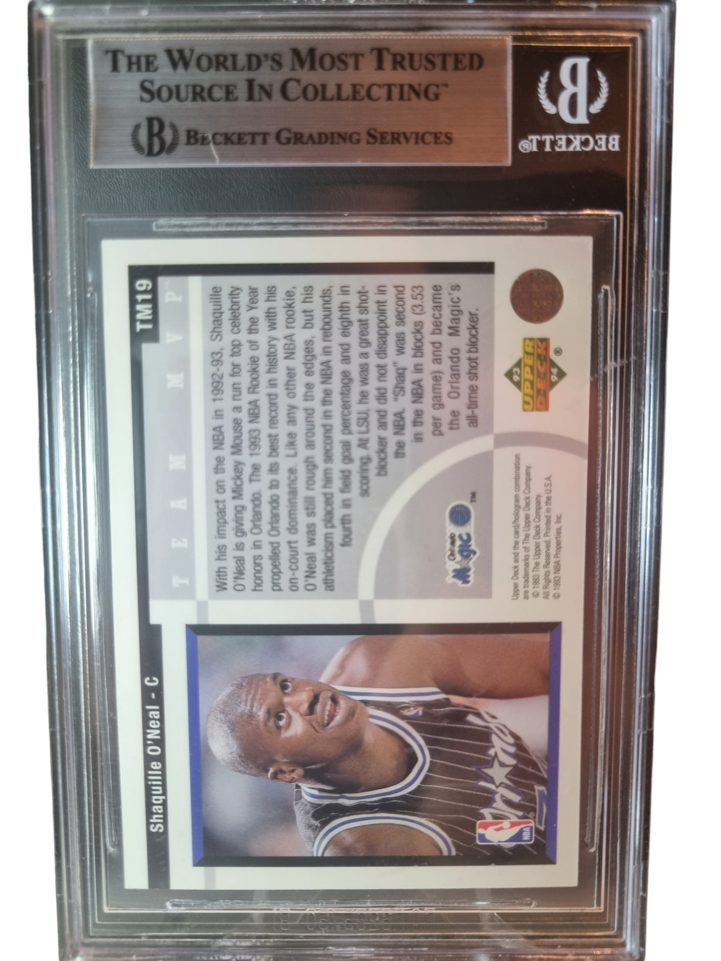 1993 Upper Deck #TM19 Team MVPS Shaquille O'Neil BGS 8.5 Near Mint