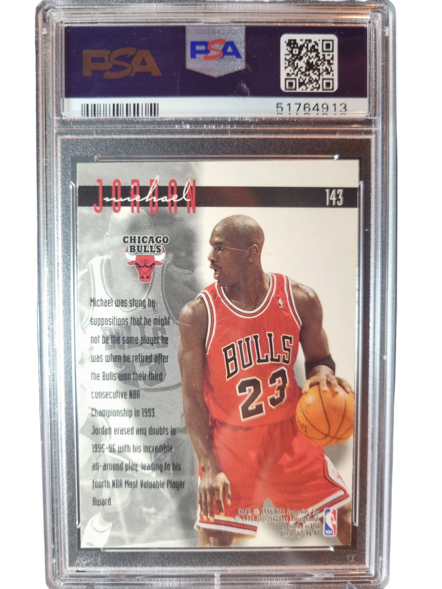 1996 Fleer Ultra #143 Michael Jordan PSA 8 Near Mint