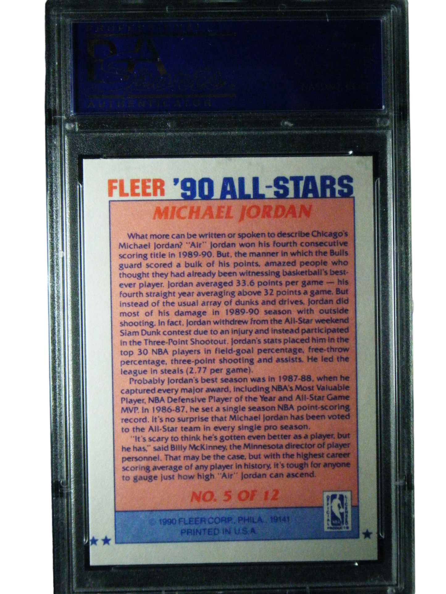 Michael Jordan 1990 Fleer All Stars PSA 9 Mint