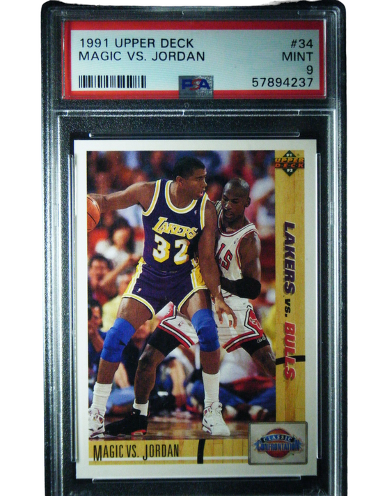 1991 Upper Deck #34 Magic vs Jordan PSA 9 Mint