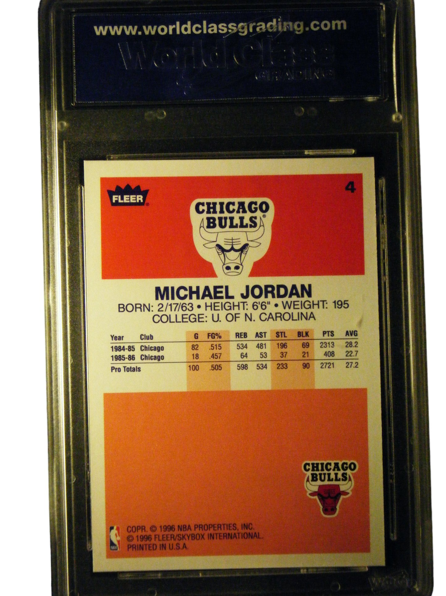 Michael Jordan 1996-97 Fleer Decade Of Excellence WGC 10