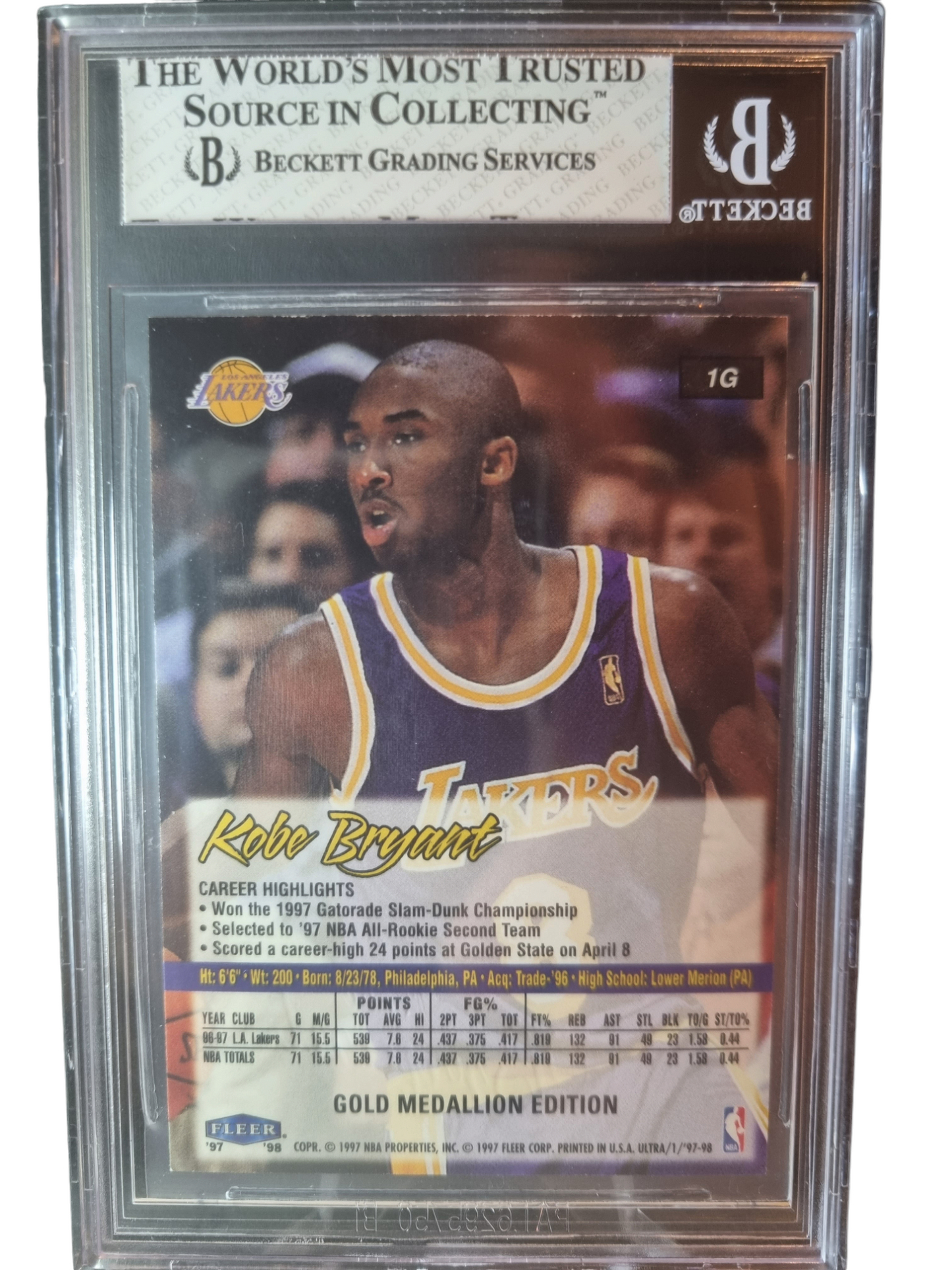 1997 Fleer Ultra Gold Medallion #1 Kobe Bryant BGS 8 Near Mint