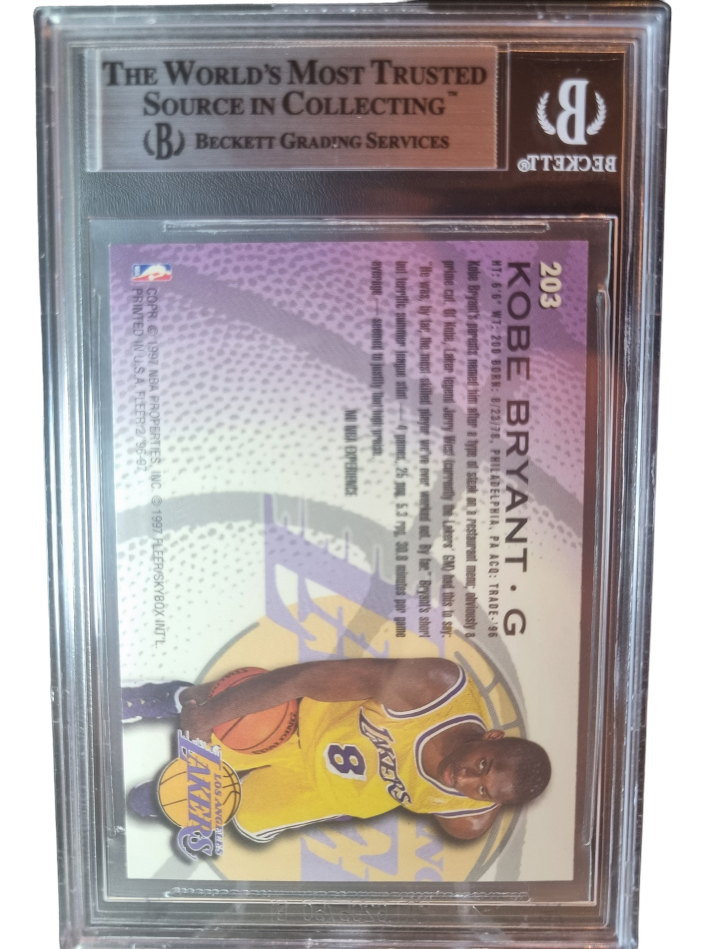 1996 Fleer #203 Kobe Bryant Rookie Card BGS 8.5 Near Mint