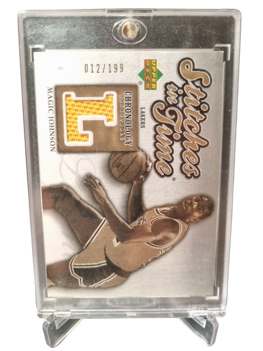 2006-07 Upper Deck #SIT-JO Magic Johnson Stitches In Time Game Worn Patch 012/199