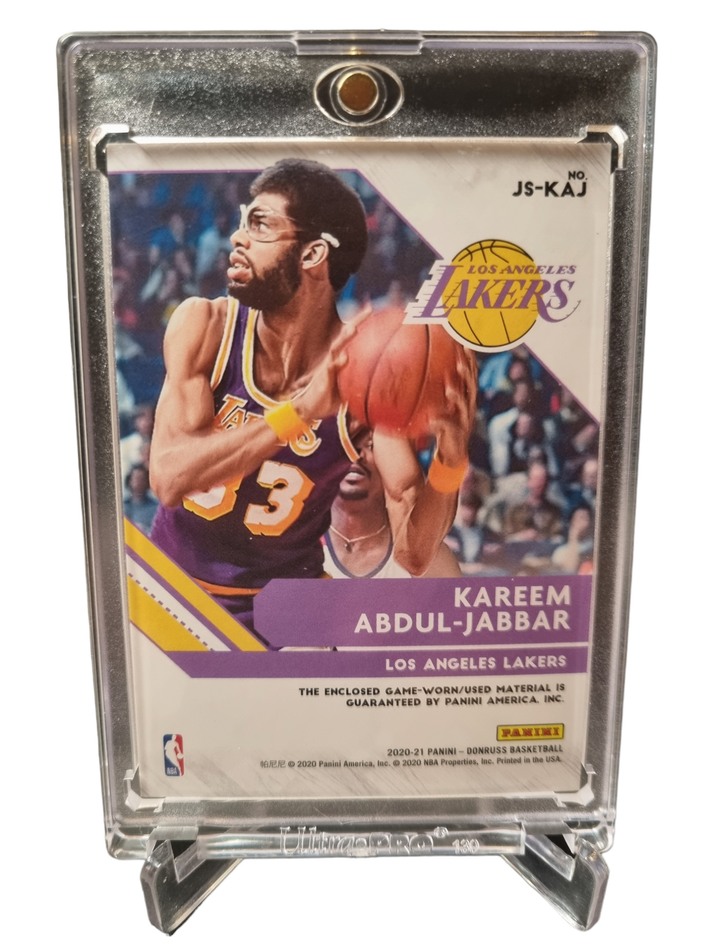 2020-21 Panini Donruss #JS-KAJ Kareem Abdul-Jabbar Game Worn Jersey Patch