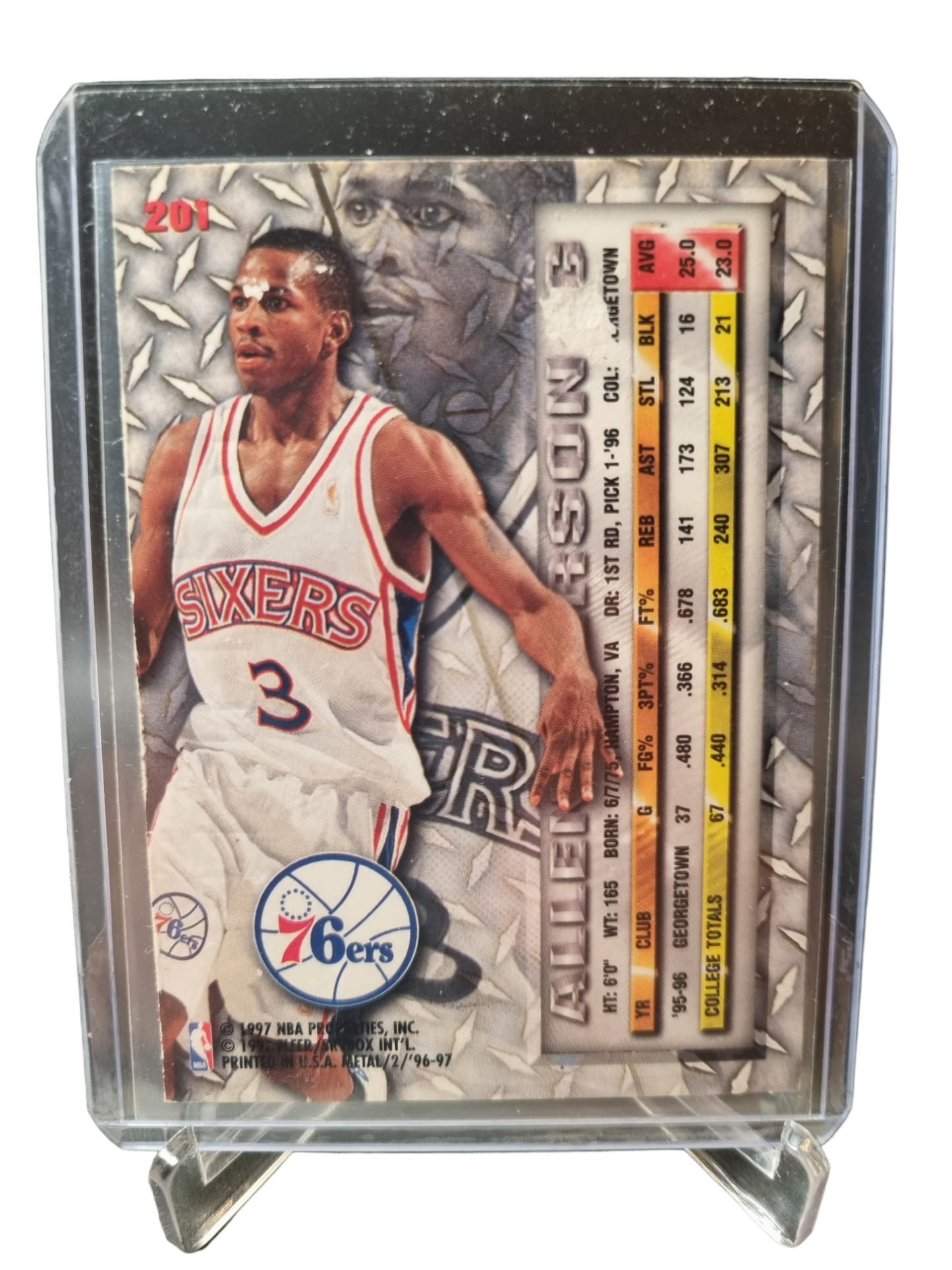 1996 -97 Fleer Metal #201 Allen Iverson Rookie Card