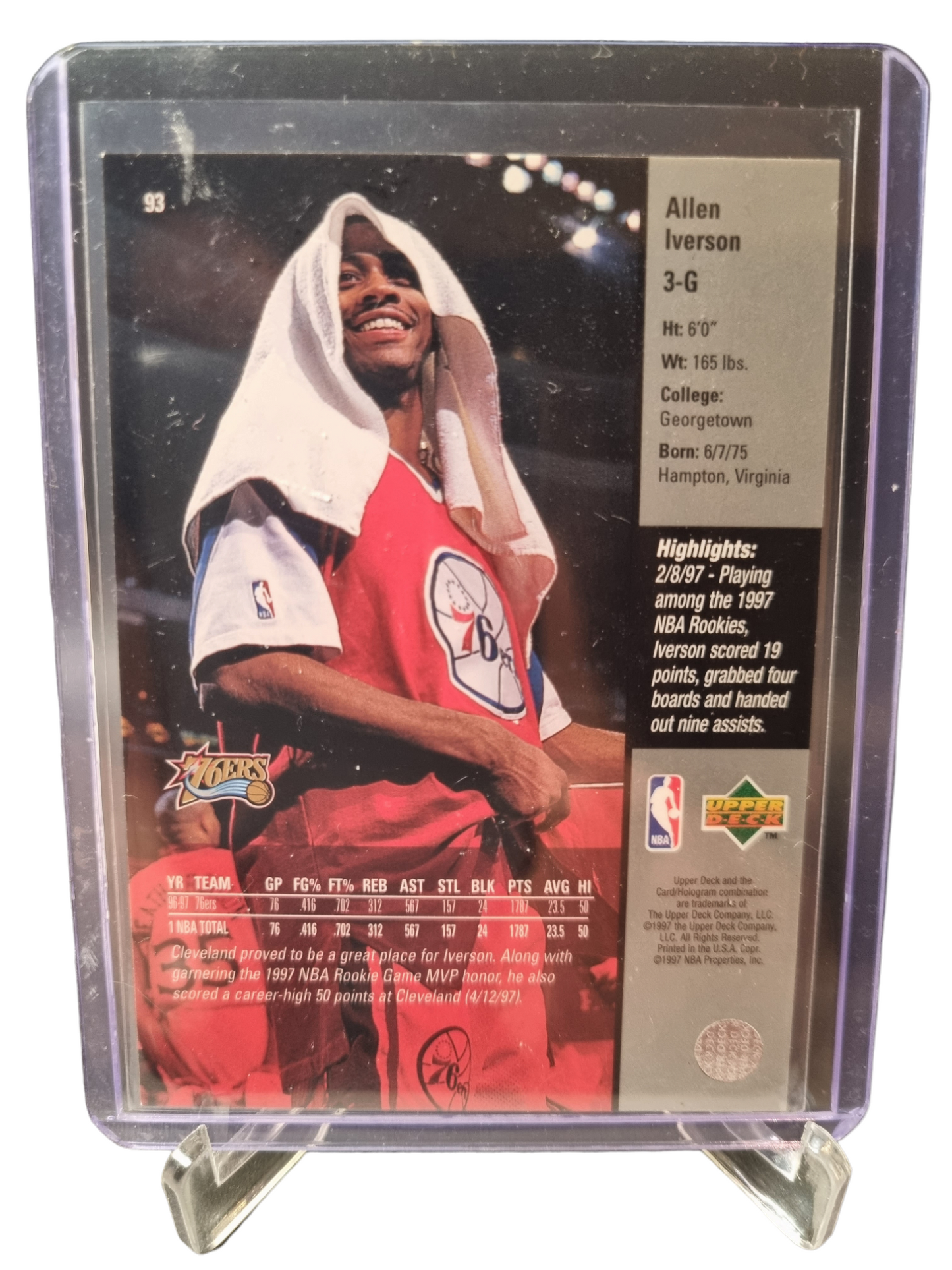 1997-98 Upper Deck #93 Allen Iverson Game Dated Rookie MVP