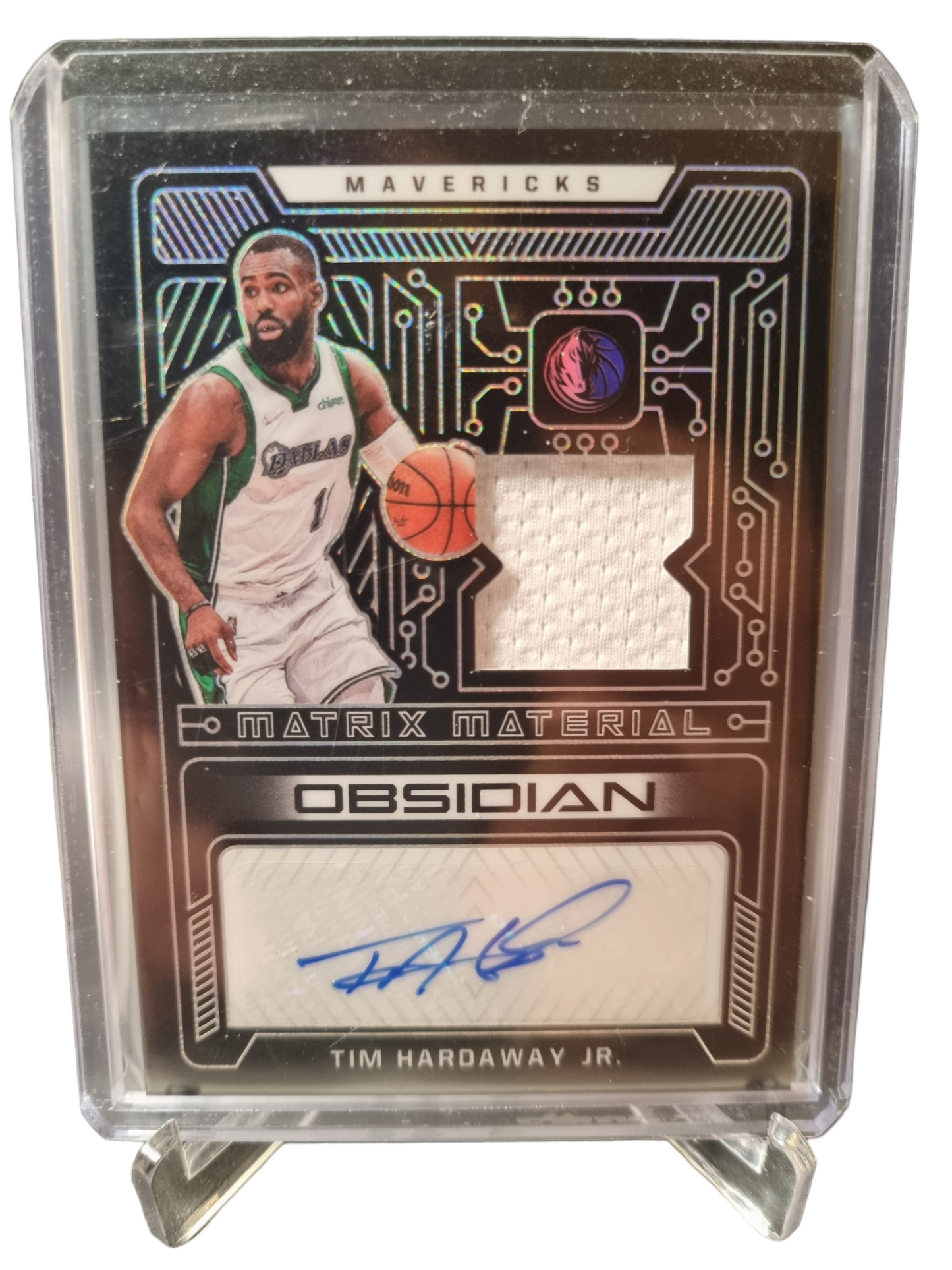 2021-22 Panini Obsidian #MMA-THJ Tim Hardaway JR Game Worn Patch Autograph 74/99