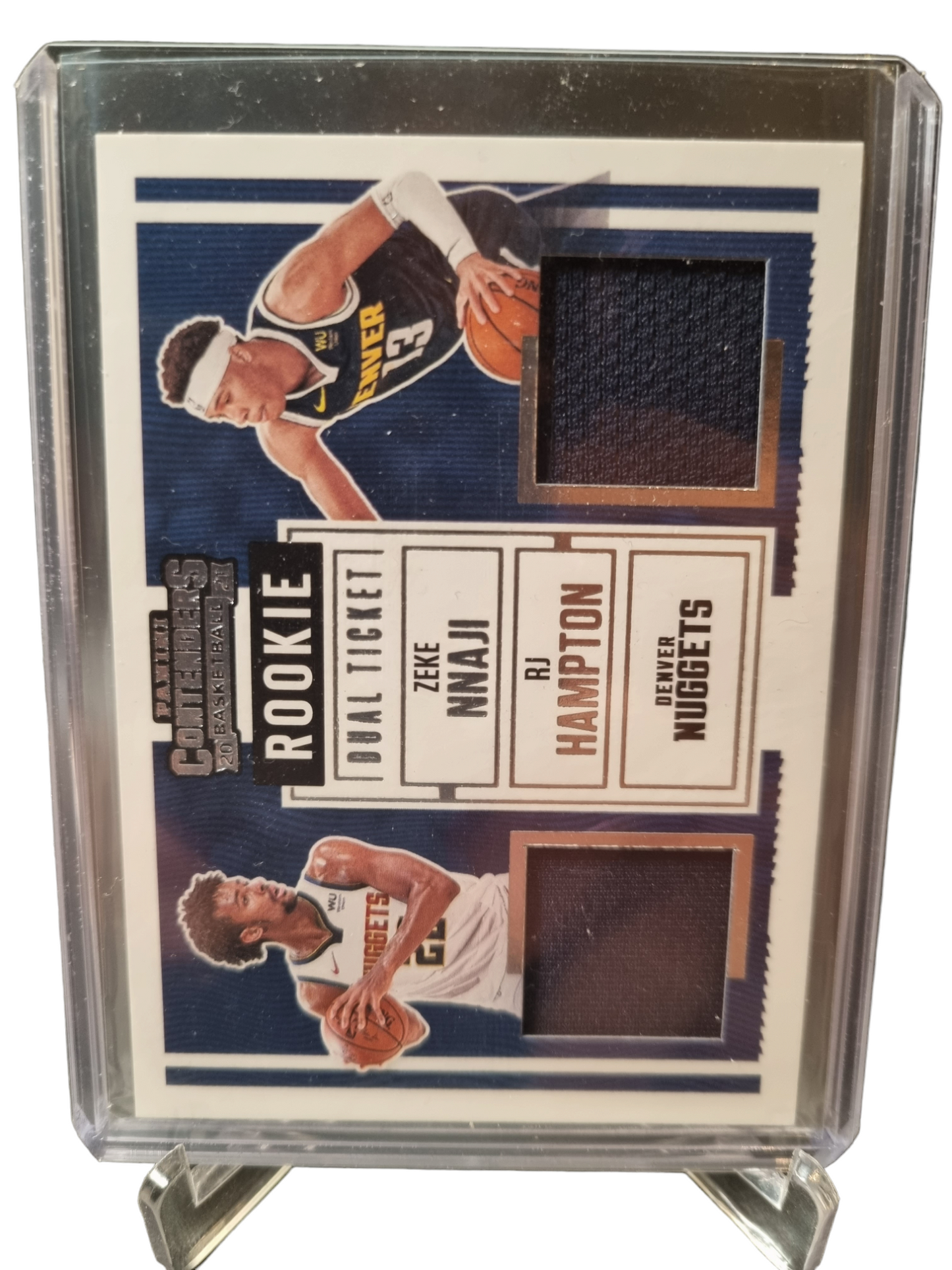 2020-21 Panini Contenders #RD-ZR Zeke Nnaji & RJ Hampton Rookie Card Duel Ticket Patch